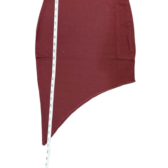 Ribbed Asymmetrical Tank Midi Dress Red Small - Picture 4 of 6
